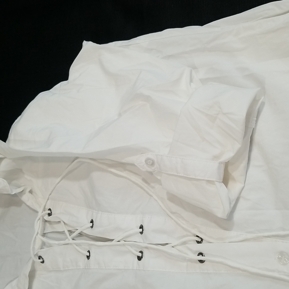 Dreamers White Laced Up Collared Long Sleeves  Dress. S - Picture 10 of 16